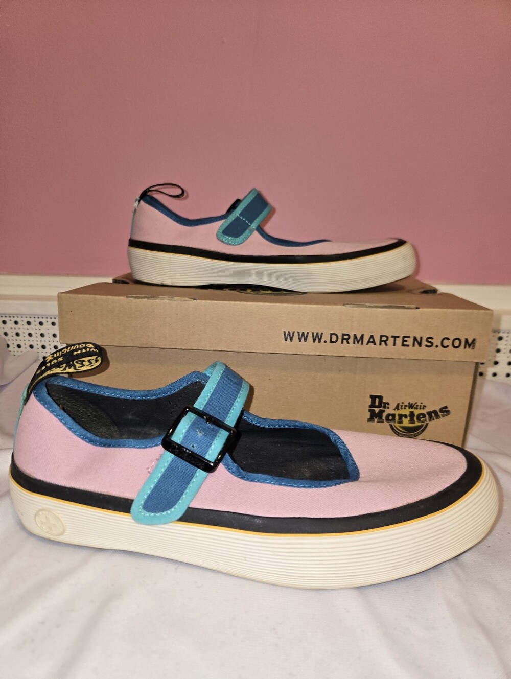 Dr. Martens Pink & Teal Mary Jane Canvas Shoe